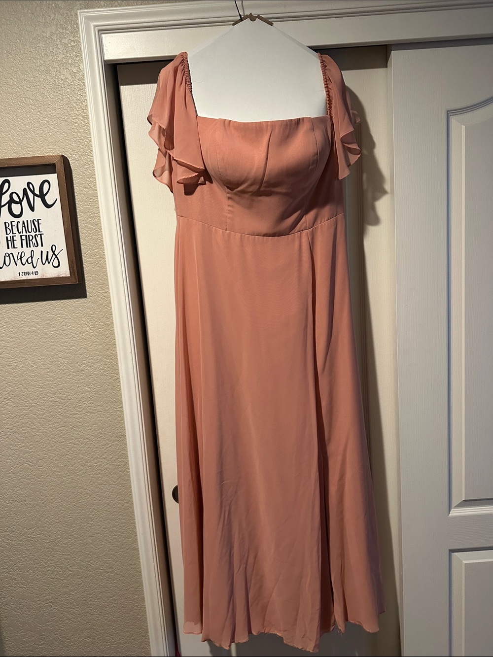 Azazie Dusty Rose Flutter Sleeve Maxi Dress